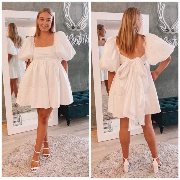 Aje Casabianca Puff Sleeve White Mini Dress Size 2 US / 6 AU NWT - Picture 2 of 10